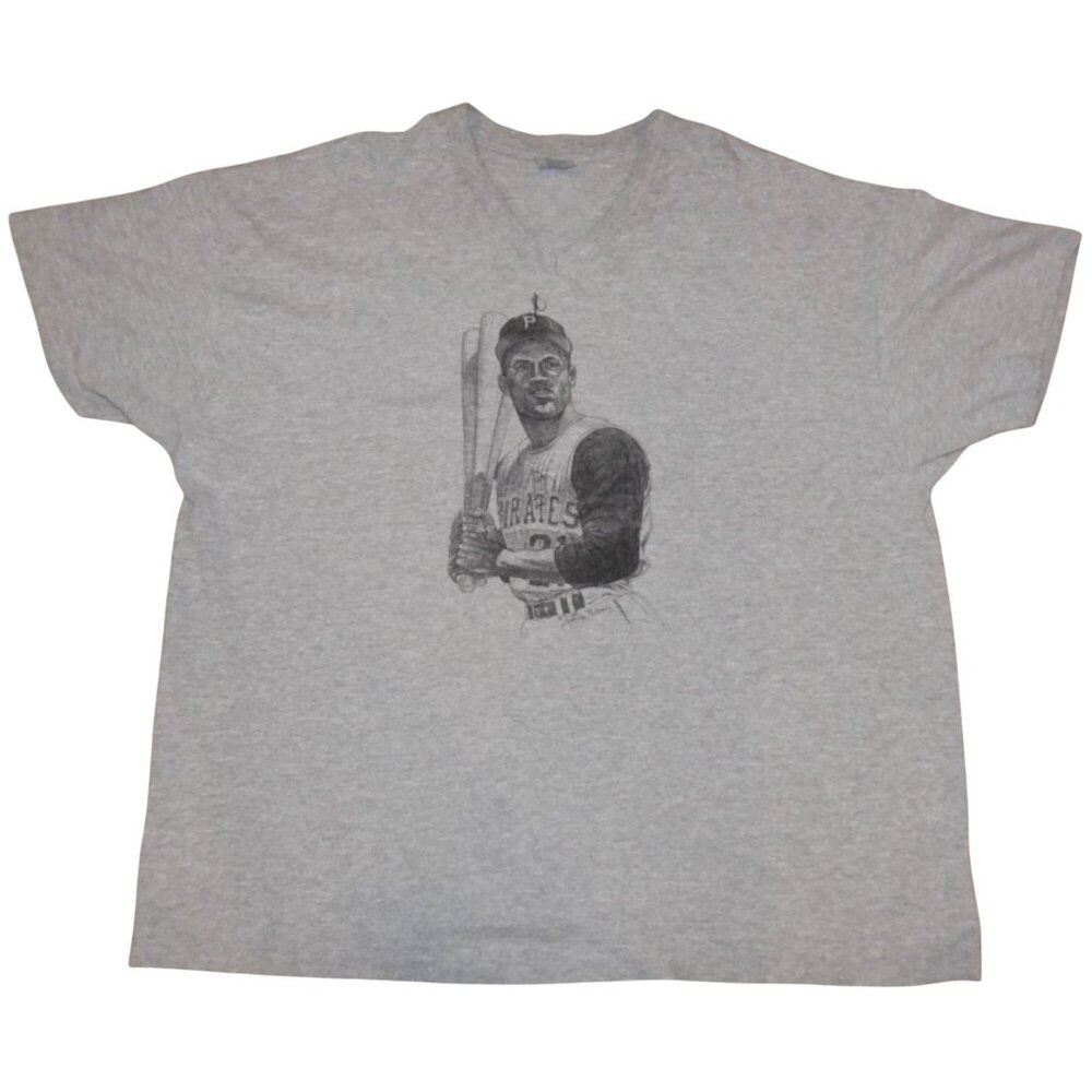 Vintage Roberto Clemente Stanley Beloncis Sketch V-Neck T-Shirt Adult XL